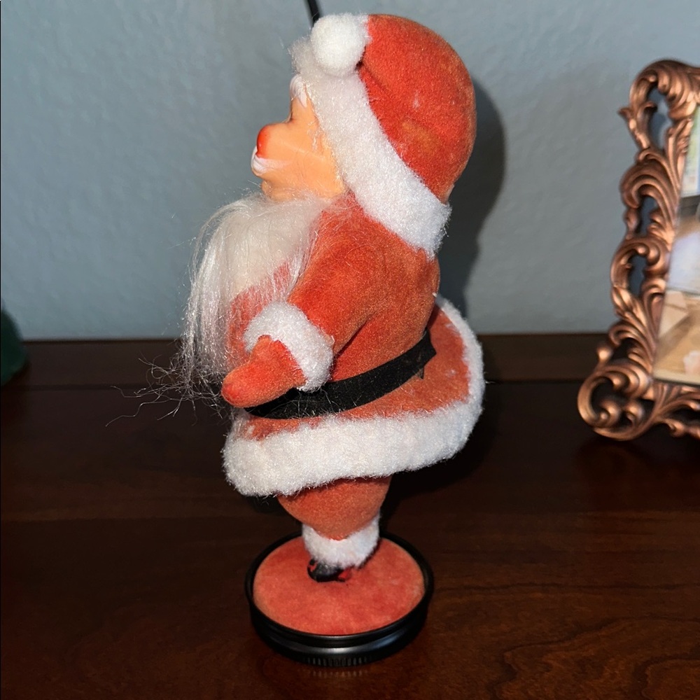 VINTAGE Santa Dancing Flocked Red Santa Clause Figure Holiday Christmas - Picture 3 of 5